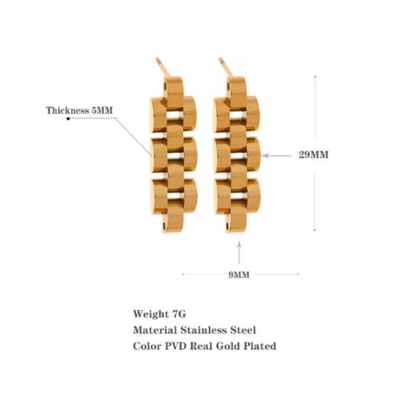 #39 New Gold Chain Link Drop Earrings - Picture 5 of 10